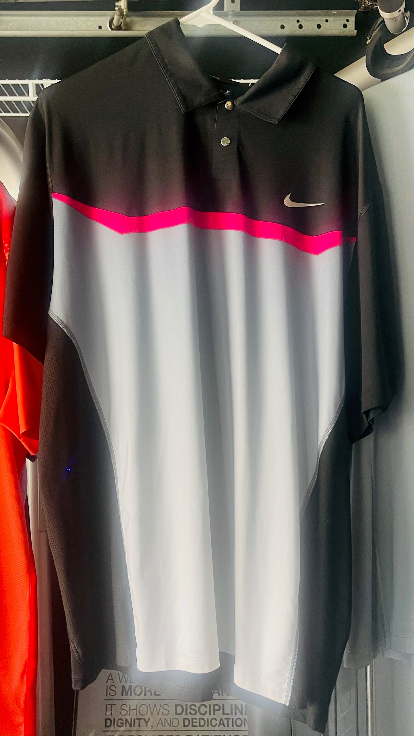 Nike Tiger Woods Collection Polo XL Black/Gray/Pink Stripe