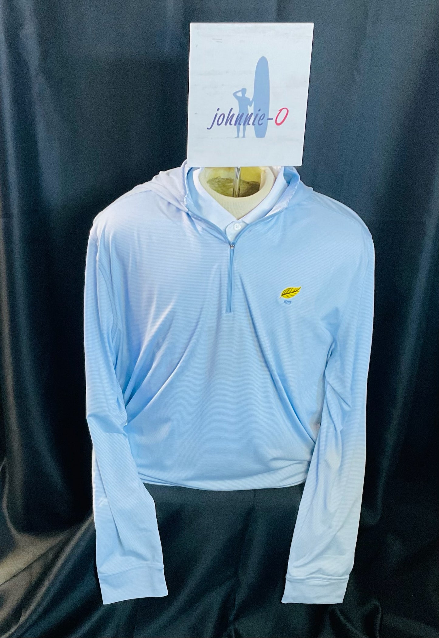 Johnnie-O Long Sleeve Polo/Hoodie 2X Hybrid Hoodie- Gulf Blue