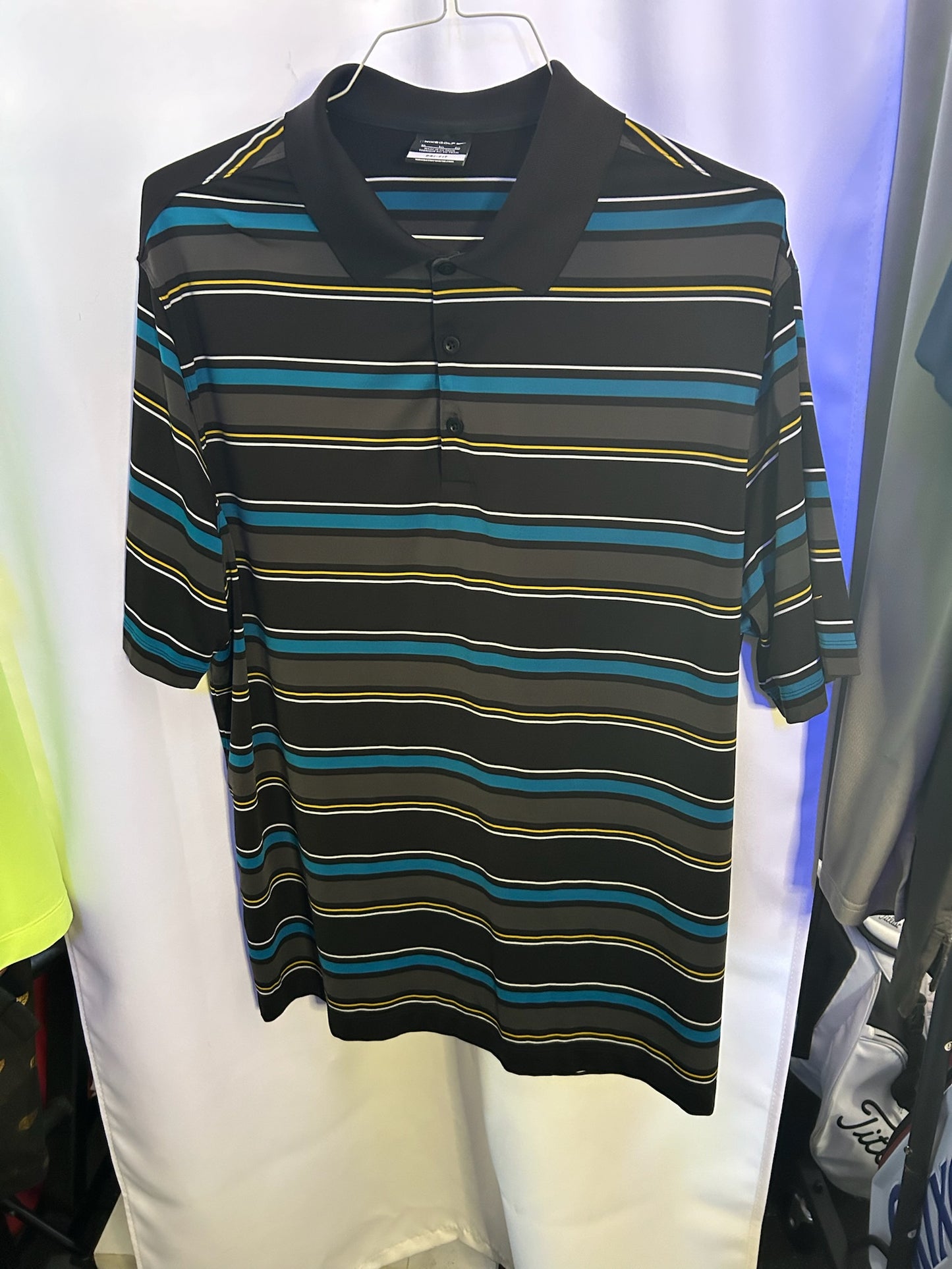 Nike Golf Dri-Fit Polo XL Black/Gray/Blue/Yellow