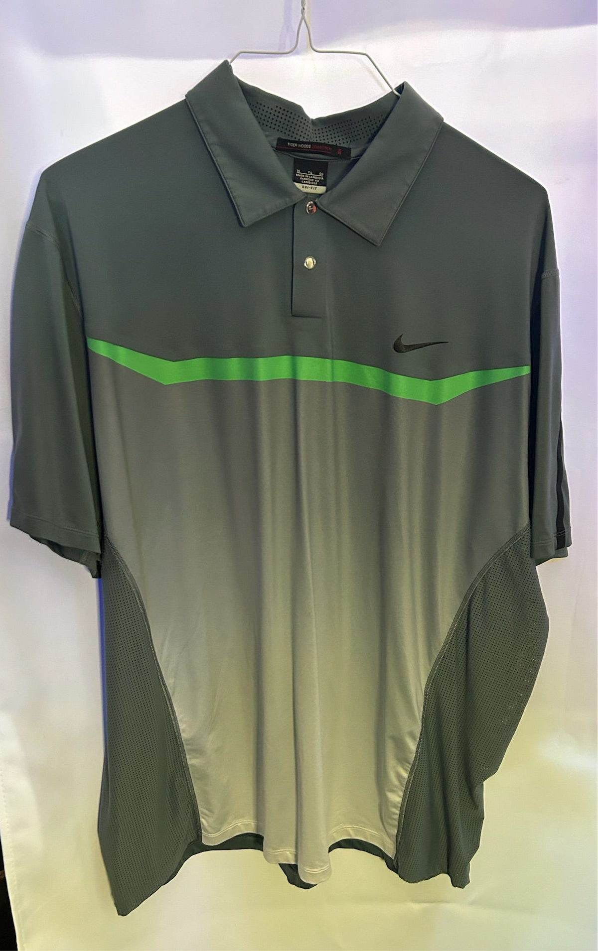 Nike Tiger Woods Collection Polo XL Gray/Green Stripe