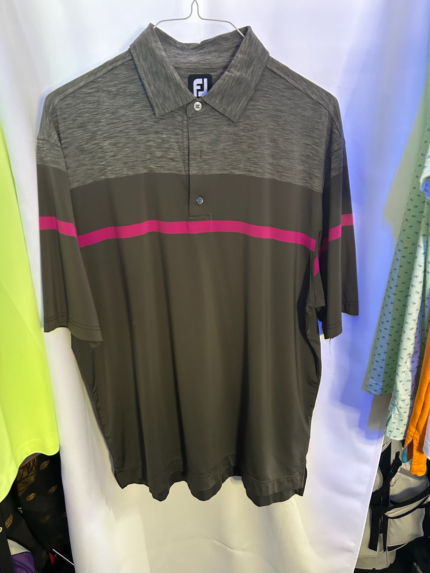 FootJoy Polo XL Gray/Pink Stripe